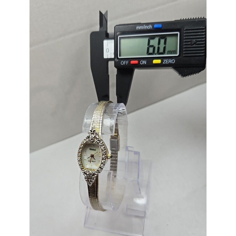 Dufonte Lucien Piccard Womens Diamond Watch Gold Tone Dainty Dress New Battery - Picture 7 of 14